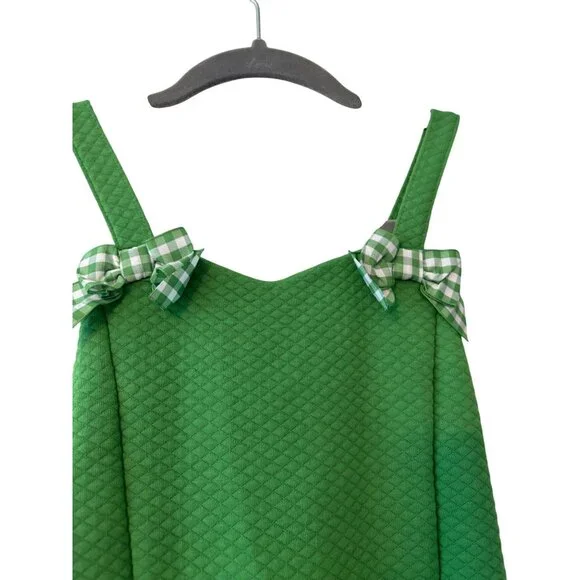 Janie And Jack Green Quilted Gingham Bow Romper Girls Size 8T - Picture 3 of 12